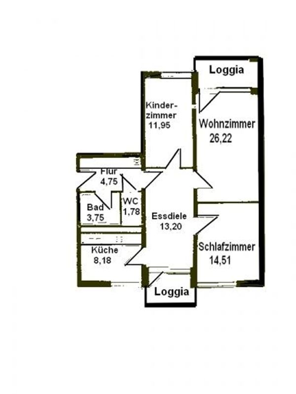 **VERMITTELT **  Lichtdurchflutete 3,5 Zimmer- Wohnung mit 2 sonnigen Loggien